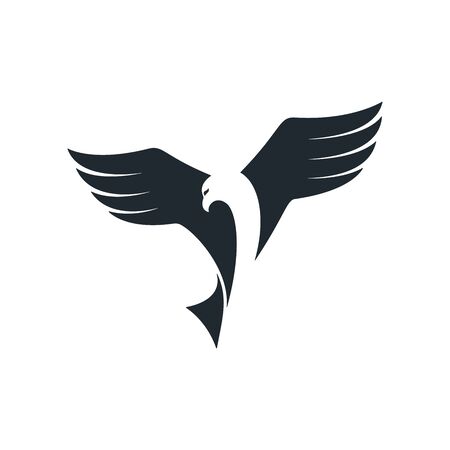 Eagle gliding through sky and looking looking for prey. Eagle vector icon.のイラスト素材