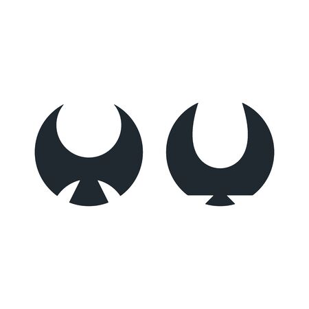 Black wings icons on white background. Abstract bat wings templatesのイラスト素材