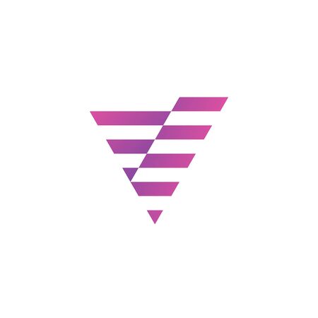 Cutout sliding letter V icon with lines. Technology business logo design.のイラスト素材