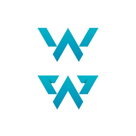 Cutout letter W logo templates on white background. Abstract logo designs.のイラスト素材