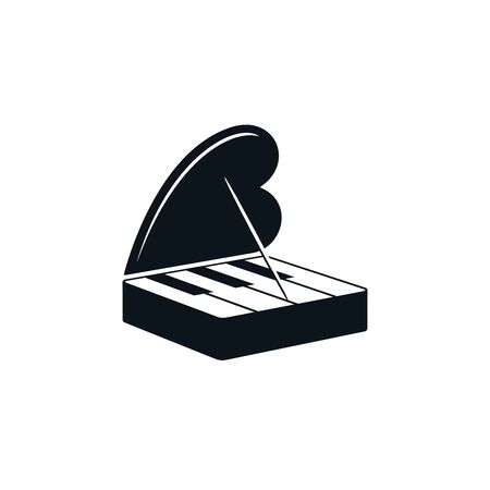 Piano symbol with heart shaped cover. Musical instrument and love concept design.のイラスト素材