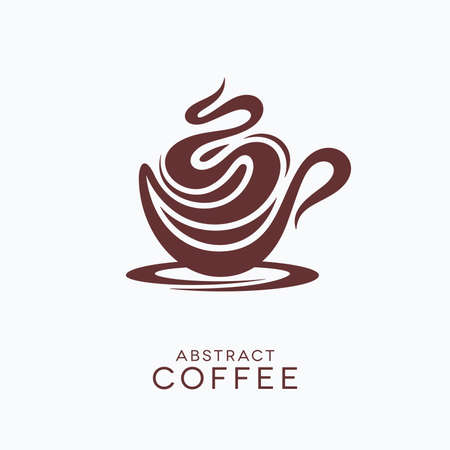 Abstract coffee cappuccino or hot chocolate icon with froth shapes. Hot drink concept design.のイラスト素材