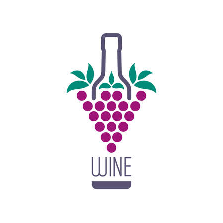 Bunch of grapes and wine bottle icon. Abstract drink concept design.のイラスト素材