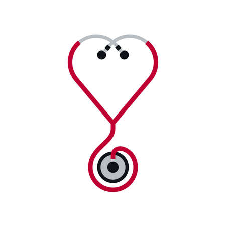 Stethoscope isolated symbol with heart shape. Medical doctor equipment icon design.のイラスト素材