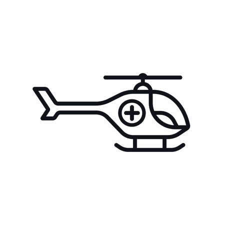 Helicopter ambulance outline symbol on white background. Emergency medical air vehicle vector design.のイラスト素材