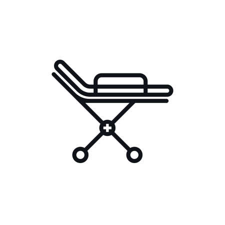 Stretcher outline symbol on white background. First aid and hospital equipment flat icon design.のイラスト素材