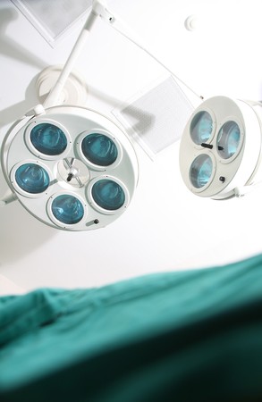 focused on the operating table and lights a shooting operationの写真素材