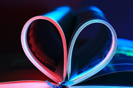 red heart paper on black background の写真素材