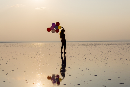 Live at sunset in Salt Lakeの写真素材