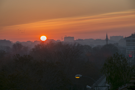 Konya city sunriseのeditorial素材