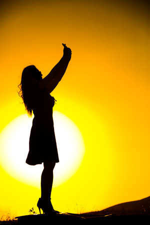 sunset model shootingの写真素材