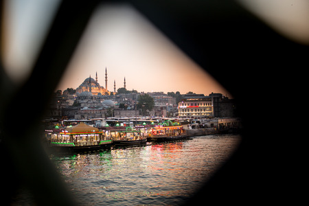 sunset and silhouette of a mosque in Istanbulのeditorial素材