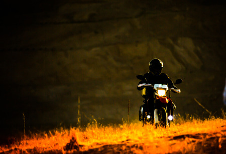 silhouette of the mountain motor driveの写真素材