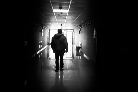 Human silhouette in the corridorの写真素材