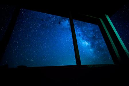 long exposure of the stars at nightの写真素材