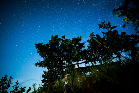 long exposure of the stars at nightの写真素材