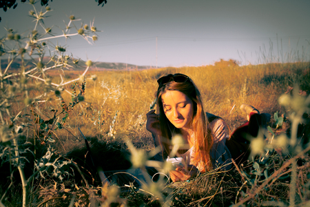 mobile working business womaの写真素材