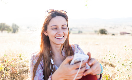 mobile working business womaの写真素材