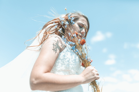 young girl getting marriedの写真素材