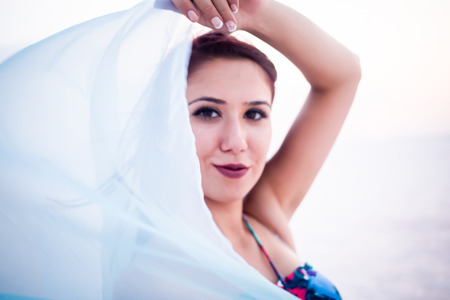 young girl on holidayの写真素材