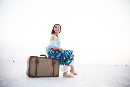 young girl on holidayの写真素材