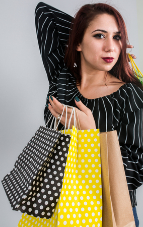 young beautiful girl shoppingの写真素材