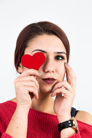 Pretty young girl working on the day of the boysの写真素材