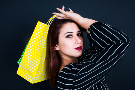 young beautiful girl shoppingの写真素材