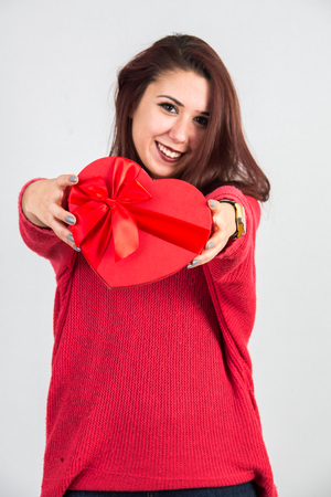 Pretty young girl working on the day of the boysの写真素材