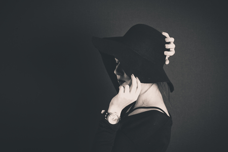 portraits on black backgroundの写真素材