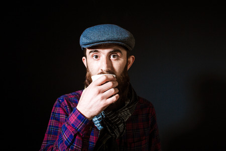 charismatic man on black groundの写真素材