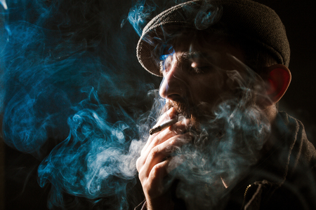 charismatic man on black groundの写真素材