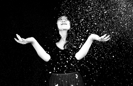 Portrait on black backgroundの写真素材