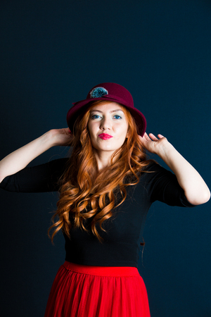 Portrait  on black backgroundの写真素材