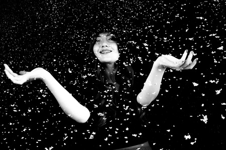 Portrait on black backgroundの写真素材