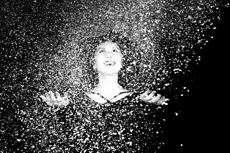 Portrait on black backgroundの写真素材