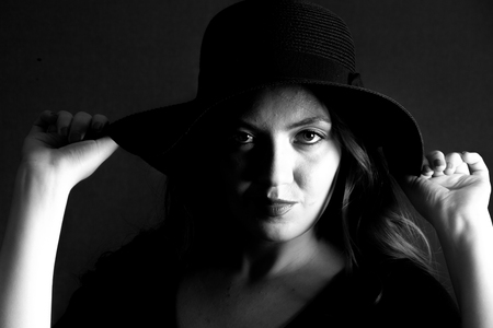 Portrait on black backgroundの写真素材