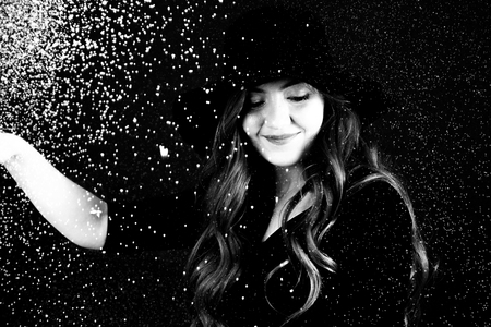 Portrait on black backgroundの写真素材