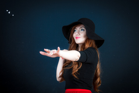 portraits on black backgroundの写真素材