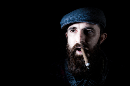 charismatic man on black groundの写真素材