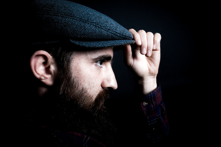 charismatic man on black groundの写真素材