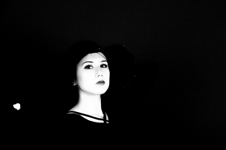 portraits on black backgroundの写真素材