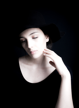 portraits on black backgroundの写真素材