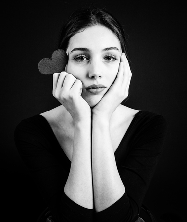 Portrait on black backgroundの写真素材