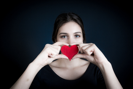 Portrait on black backgroundの写真素材