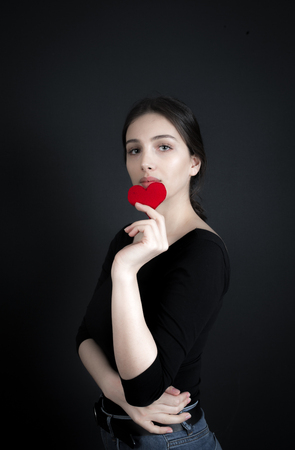 Portrait on black backgroundの写真素材