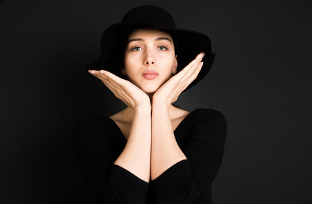 portraits on black backgroundの写真素材