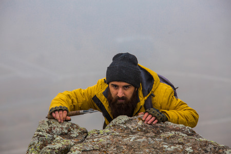 living conditions of man in mountainの写真素材