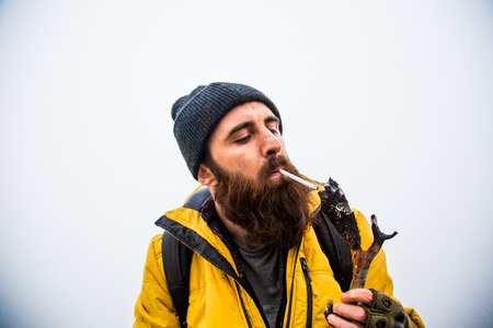 living conditions of man in mountainの写真素材