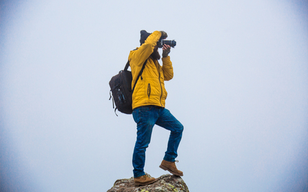 living conditions of man in mountainの写真素材